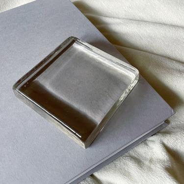 Vintage Square Clear Glass Paperweight | Vintage Desk Decor | MCM | Mid Century Modern | Vintage Glass Paperweight 