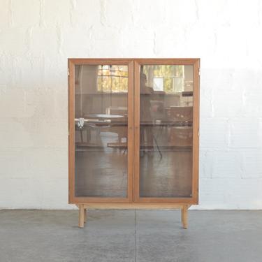 Rosewood &amp; Glass Bookcase w/ Oak Base