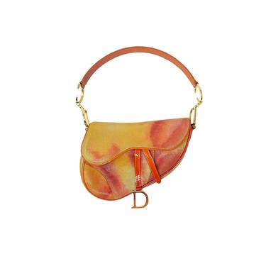 Dior Orange Print Mini Saddle Bag
