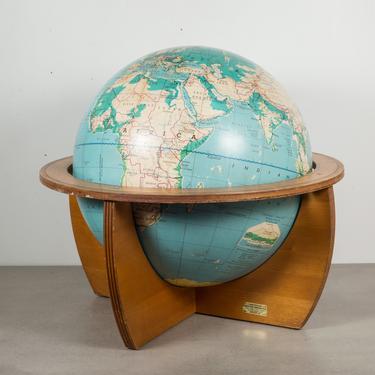 Mid-century Denoyer-Geppert Globe on Wooden Stand by c.1960