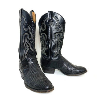 Vintage TONY LAMA Lizard Skin Cowboy Boots ~ Men's 7.5 / Women's 9 ~ Western ~ Rockabilly ~ Biker ~ 