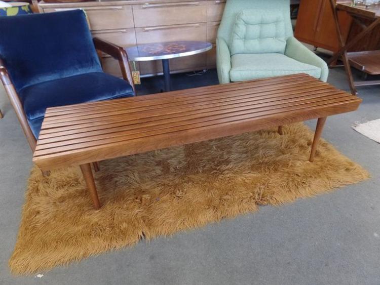 Mid-Century Modern slat bench / coffee table