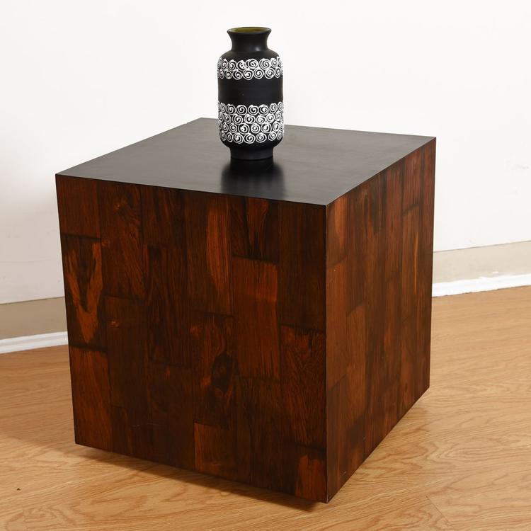 Rosewood Accent Table / Stool with Removable Cushion