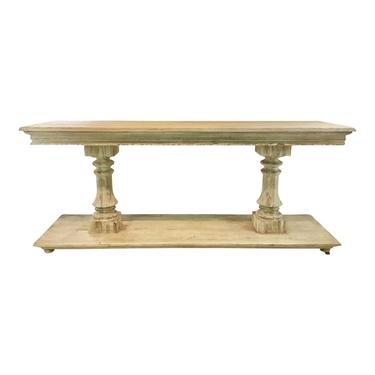 Modern History Transitional Aged White Washed Grand Console Table