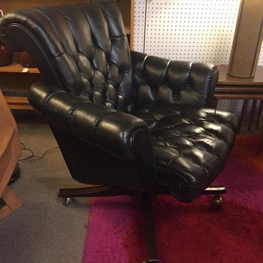 Original Edward Wormley Dunbar Black Leather Executive Desk Chair