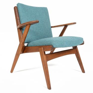 Danish Mid Century Modern Oak Paddle Arm Lounge Chair by Arne Wahl Iversen 