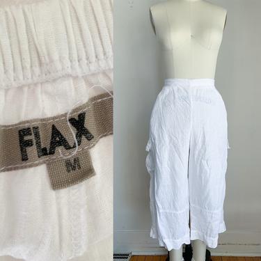 Vintage Flax White Linen Cargo Pants / M 
