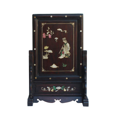 Chinese Wood Frame Mother of Pearl Plaque Table Top Screen Display ws1190E 