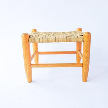 Vintage Splint Wood Woven Style Small Stool / Bench / Plant Stand 