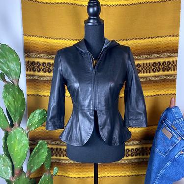 Bird by JUICY COUTURE Black Lambskin Leather Jacket Size S 
