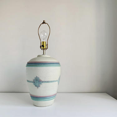 80's Southwestern Style Lamp, With or Without Lamp Shade, Vintage Ceramic Table Lamp in Pastel Colors 