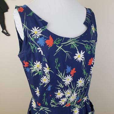 Vintage 1950's Floral Dress / 60s Cotton Day Dress M/L 