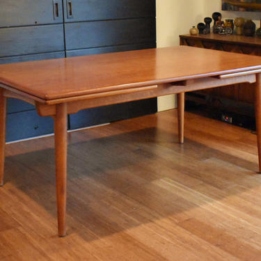 Newly-restored Hans Wegner Danish teak extendable dining table AT312 - 110&amp;quot; long 