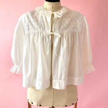 Vintage 60s Barbizon White Loungewear Bed Jacket 