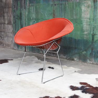 CLASSIC KNOLL Bertoia Diamond Chair in Poppy Orange wool full cover + chrome MCM Mid Century Modern  armchair 60s 70s 
