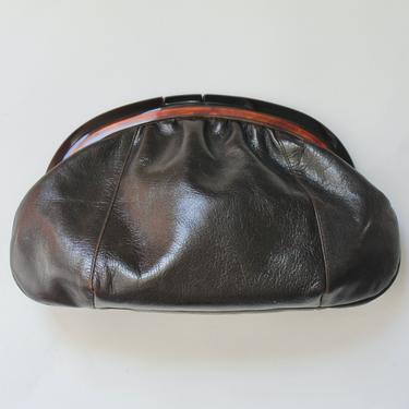 Gorgeous Brown Leather Clutch 1960's 