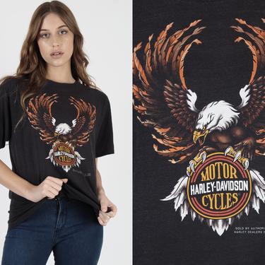 Vintage 1984 3D Emblem T Shirt 3D Harley Eagle T Shirt Harley Davidson T Shirt Vintage Tee Motorcycles Biker Dealer Double 2 Sided Utah Tee 