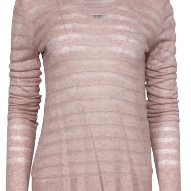 Theory - Light Pink Sheer Textured Striped Sweater Sz M