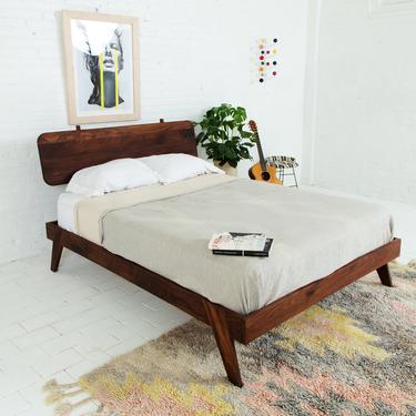 Modern Walnut Bed Frame, Queen Platform Bed &quot;The Wookie&quot; Mid Century Modern Bedframe 