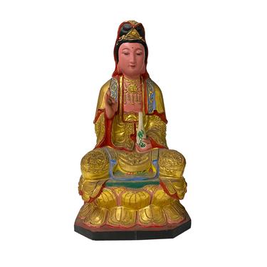 Vintage Chinese Wooden Carved Home Guardian Kwan Yin Figure ws1111E 