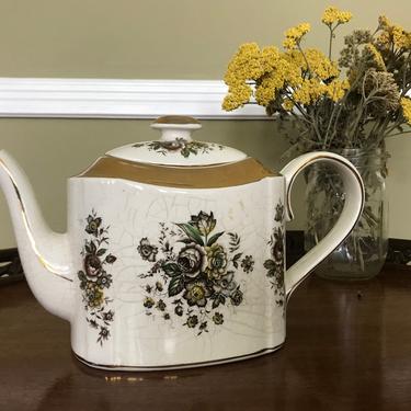 Vintage Arthur Wood Flowered Teapot with Gold 