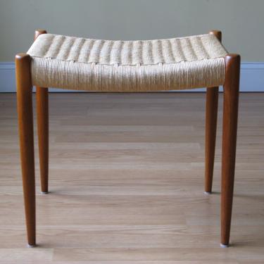 Teak and Paper Cord Stool / Ottoman Model 80a by Niels Otto Møller for J.L. Moller 