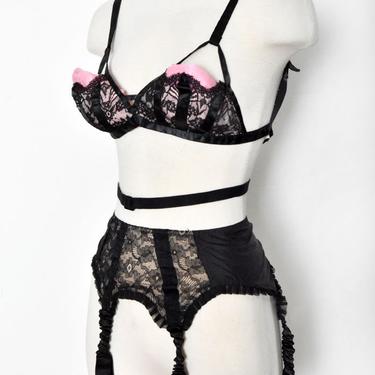 1950's Black Vintage backless Bra - Garter Belt Burlesque Showgirl Lingerie Set, Bettie Page, Fetish Pinup Backless Bra, Nipple Cups, pushup 