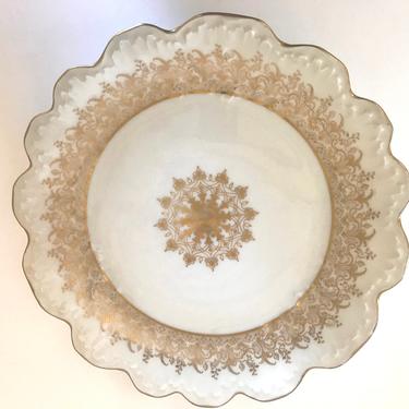 Antique Depose “L S &amp; S Limoges&amp;quot;  8&amp;quot; Scalloped Gold Decorated Plate France 