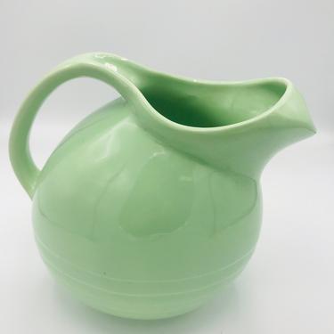 Pretty vintage Marcrest Green Ice lip Ball Stoneware Pitcher Atomic Style -8&amp;quot; 