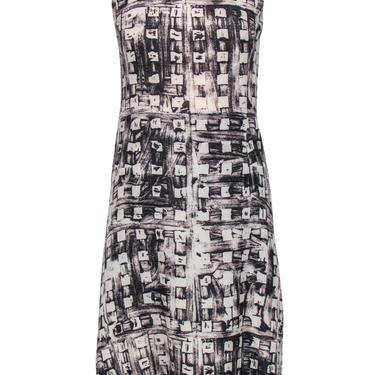 Akris - Beige & Black Abstract Print Sleeveless Wool A-Line Dress Sz 4