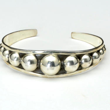 Vintage Mexico Sterling Silver Bubbles Cuff Bracelet Puffy Circles 