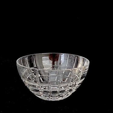 Fine Vintage Tiffany and Co. Crystal Bowl with Classical Carved Design 2 3/8&amp;quot; x 4.5&amp;quot; Made in Italy 