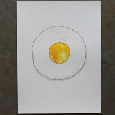 Sunny Side Up Egg Original Watercolor Painting