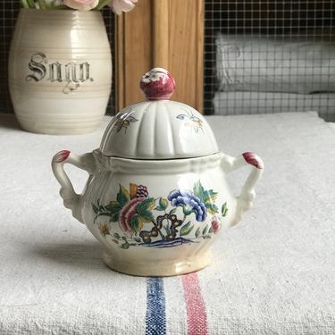 Lovely vintage French ironstone sugar  pot from a famous maker Sarreguemines- SUG 