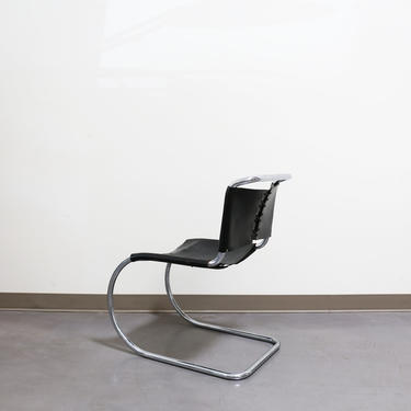 Sold *** Vintage Mies Van Der Rohe MR Side Chair - Black Leather 