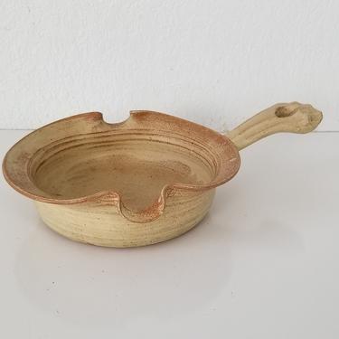 Vintage Handmade Stoneware Pot With Handle. 