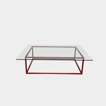 Glass Coffee Table with Red Base