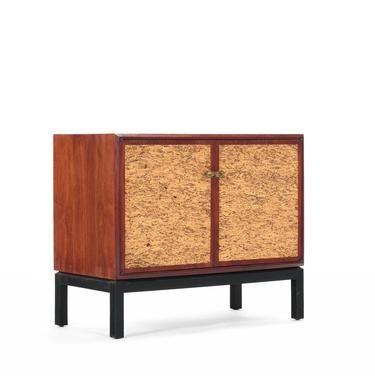 Small Credenza / Record Cabinet by Founders in Walnut with Cork Front 
