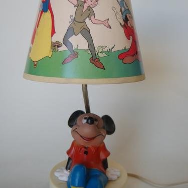 1980s Mickey Mouse Table Lamp With Disney Character Shade by Dolly Toy Co. 