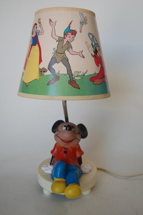 1980s Mickey Mouse Table Lamp With, Disney Character Table Lampshade
