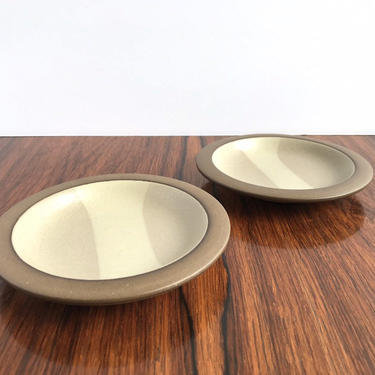 Pair of Vintage Heath Ceramics Rim Line Mini Bread and Butter Plates in Birch Two Tone 