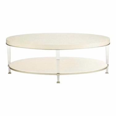 Caracole Modern White Burl Wood Finished Two Tier Cocktail Table