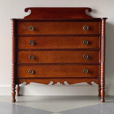 Tiger Maple and Cherry Federal Chest of Drawers Circa 1810
