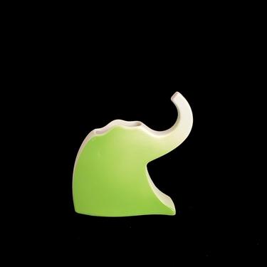 Vintage Modernist Rosenthal Studio Linie Whimsical Elephant Vase in GREEN by Johan Van Loon Germany 1980s Post Modern 