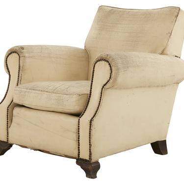 Vintage Cream Faux Leather Lounge Chair