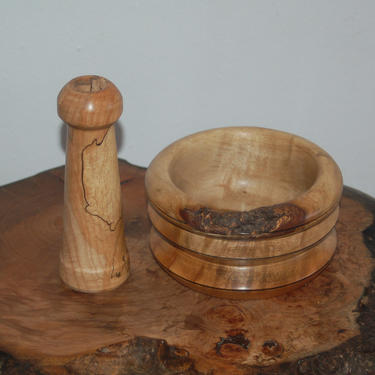 Beautiful Turned Spalted Wood Mortar and Pestle w/ Live Edge ~ Apothecary ~ Herbs ~ Cooking ~ Kitchenware ~ Spells ~ Potions ~ Altars 
