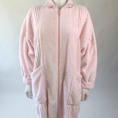 Baby Pink Chenille Neiman Marcus Zip Up Robe