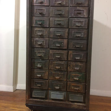 Last century industrial steel multi-drawers cabinet. 