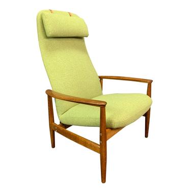 Vintage Scandinavian Mid Century Modern Oak &amp;quot;Contour Set-327&amp;quot; Recliner Easy Chair by Alf Svensson 
