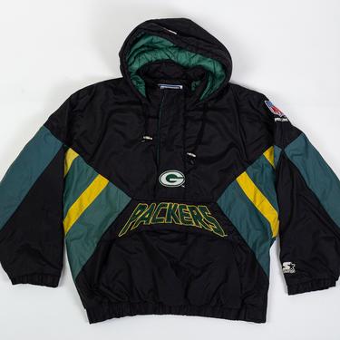 90s Green Bay Packers Pullover Starter Jacket - Men's Large | Vintage NFL Football Hooded Oversize Puffy Coat 